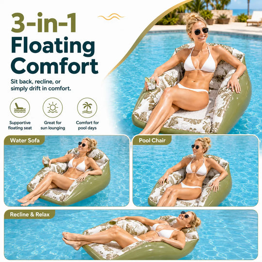 🛋️ 3-in-1 Inflatable Pool Lounge Chair🌊