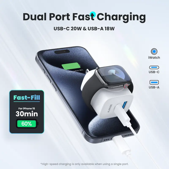 TOPADRE 3-in-1 Magnetic Wireless PD USB-C Apple watch Wall Charger Block