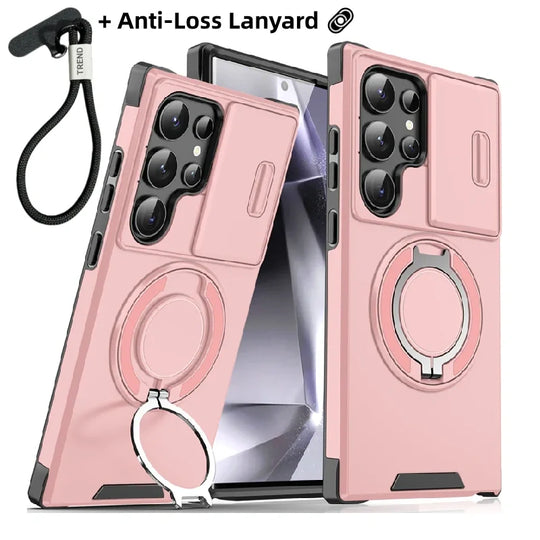 🥳2026 HOT SALE🥳💞50K+ SOLD!🎬🔥3-in-1 Magnetic Case for Samsung – Snap & Go Stand + Raised Camera Guard + Full Protection. Your all-in-one daily shield. 🛡️🧲