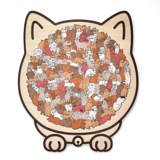 🎁Christmas Sale 50% OFF🎅135-Piece Morandi-Colored Cat Shaped Wooden Jigsaw Puzzle