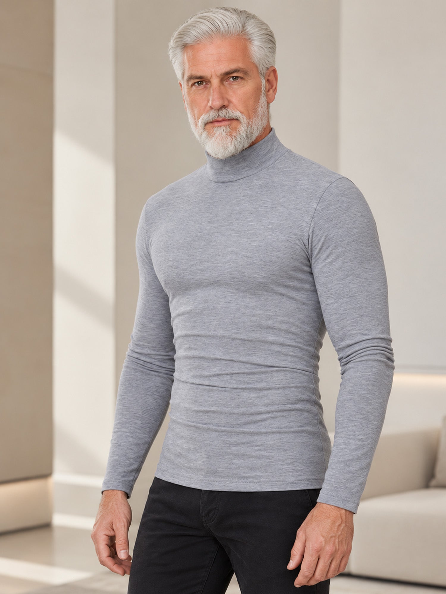 Men's Slim Fit Mock Turtleneck Top – Sleek, Stretchy, Modern Everyday Essential
