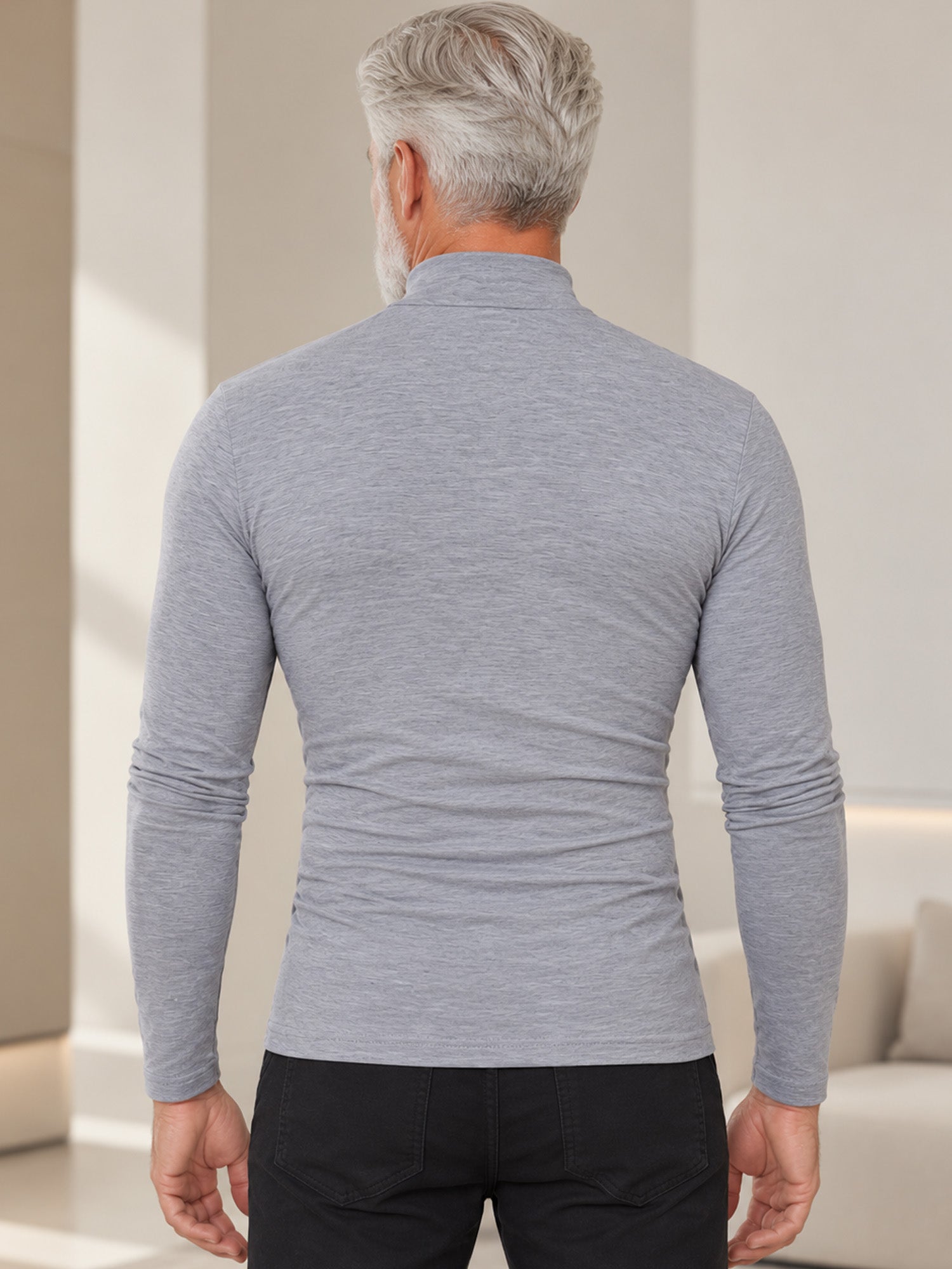 Men's Slim Fit Mock Turtleneck Top – Sleek, Stretchy, Modern Everyday Essential