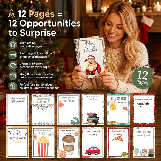 🔥🎁50% OFF!!!-Ready for Christmas!🎅Christmas Gift Card Booklet -👍DIY Spiral-Bound Christmas Gift Card Holder Book