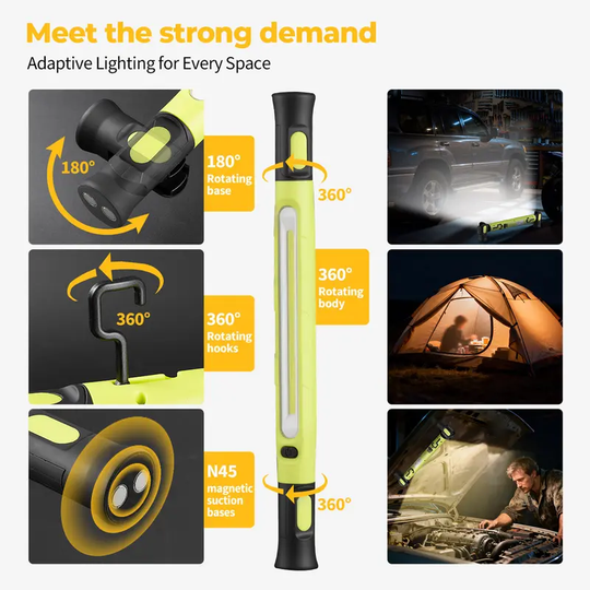 📢📢40% OFF !! ⏰3000LM LED Work Light – Magnetic + hook, 5200mAh battery, 360° rotation. Type‑C fast charge. Bright as day anywhere! 🔋✨