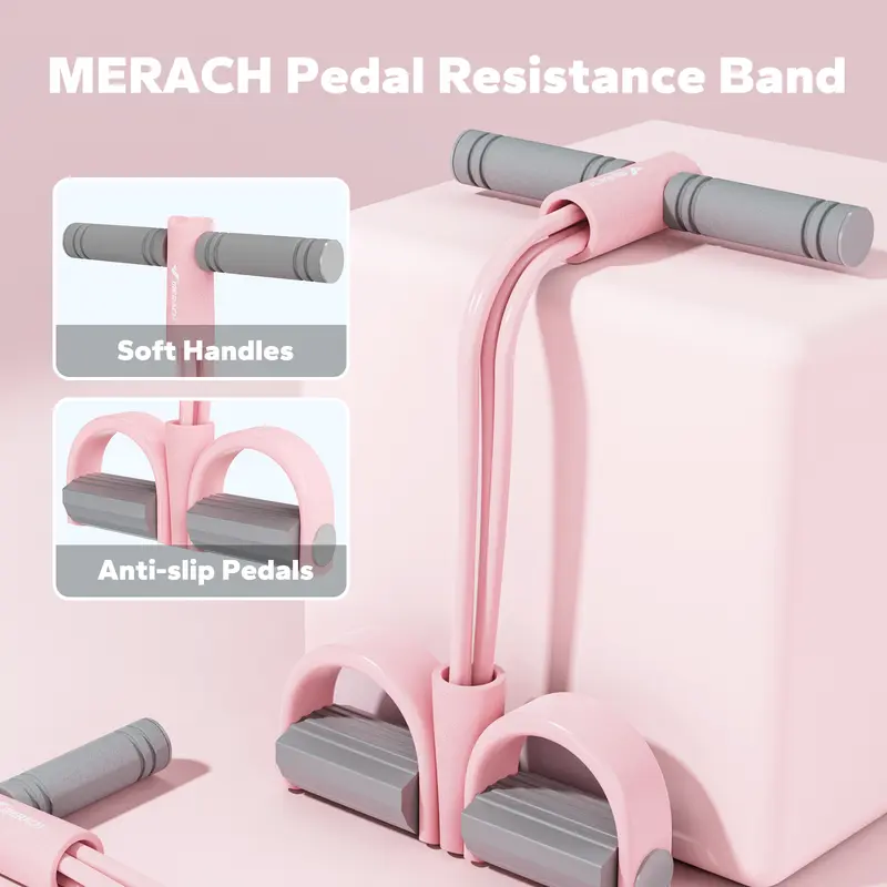 Merach Multifunction Pedal Resistance Band, Elastic Pull Rope Fitness, Full-Body Workout at Home Gym