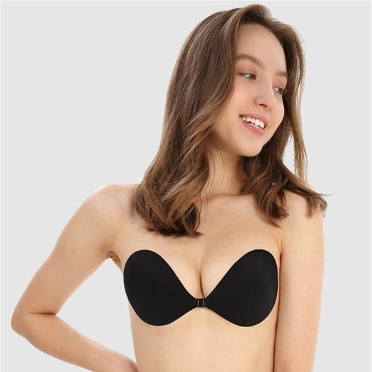 Adhesive invisible gathering bras