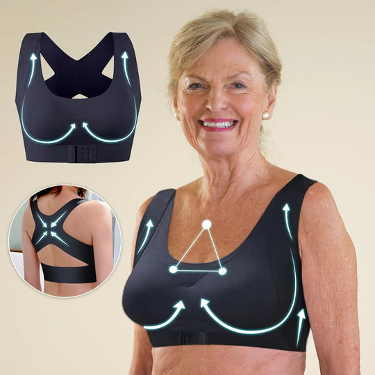 Cross Back Front Closure Wireless Posture Support Bra– All-Day Comfort, Breathable & Summer-Ready