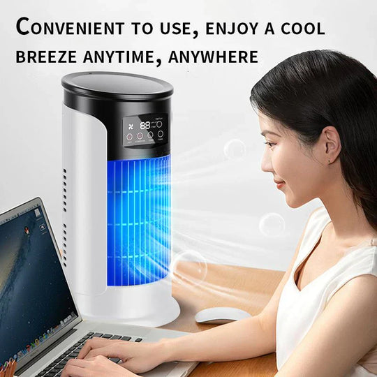New Evaporative Air Conditioner - Compact USB Desk Fan, 300ml Tank Personal Cooler, Adjustable Speed Settings, Timer, Quiet, Portable Design Bedside | Small Room Cooling Fan For Home Travel Outd
