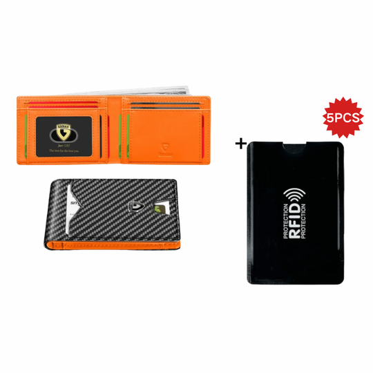 Limited-Time Discount!!RFID-Blocking Leather and Carbon Fiber Credit Card Holder