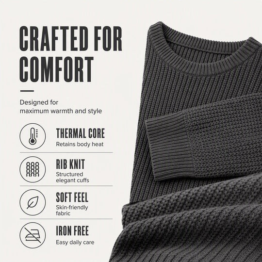 ✨2026 Collection at 50% OFF🎁JMIERR Men's Crewneck Sweater Soft Casual Sweaters Classic Long Sleeve Pullover Sweaters with Ribbing Edge