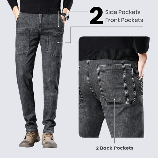 👖Men’s Slim Fit 6-Pocket Jeans+Belt