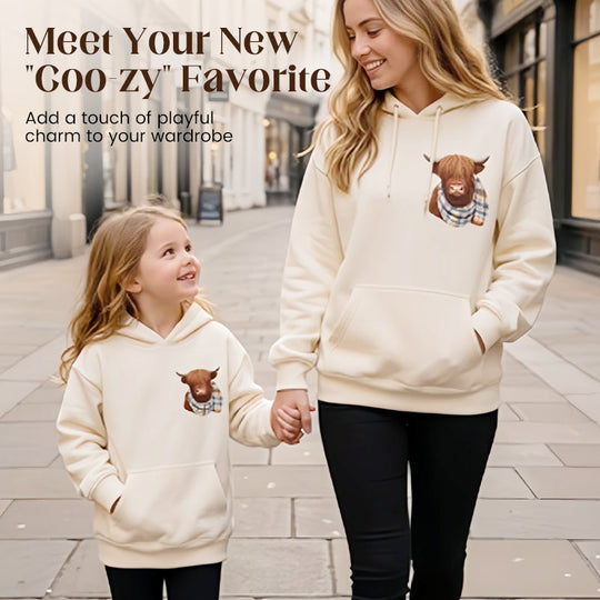 🤎50% OFF!!🍂Cute Highland Cow Cozy Fleece-Lined Hooded Sweatshirt