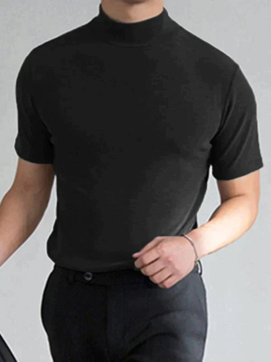 💞50K+ SOLD!🏆LIMITED TIME £9.99!🎁High Neck Slim Fit T-Shirt – Soft cotton blend, gentle on skin! Perfect layering piece for chilly days. Easy-care, no ironing needed. Smart enough for pub, comfy enough for home