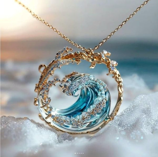 🌊Elegant Blue Necklace Ring Earrings Set