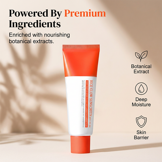Rice Glow Sunscreen, SPF50+ Broad Spectrum Korean Sunscreen for Face, Dewy Finish No White Cast, Glass Skin Hydrating SPF Moisturizer with Rice Water & Hyaluronic Acid, 50ml / 1.69 fl. oz.