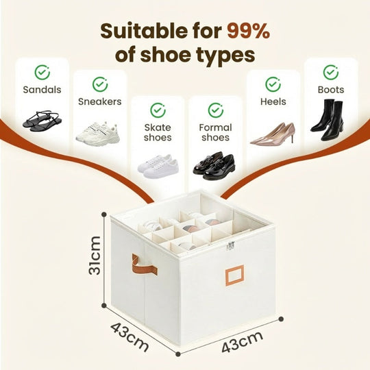 🏆LIMITED TIME 50% OFF! 🔥Fabric Shoe Organizer Storage Box – Foldable, Large Capacity, Dustproof & Breathable for Closet & Bedroom
