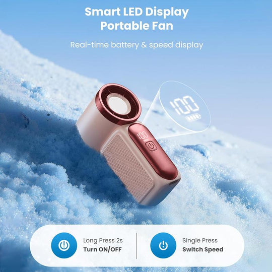 Mini Handheld Fan with LED Display|  6 speeds, 10.7 hours of cool| Weighs nothing – goes anywhere
