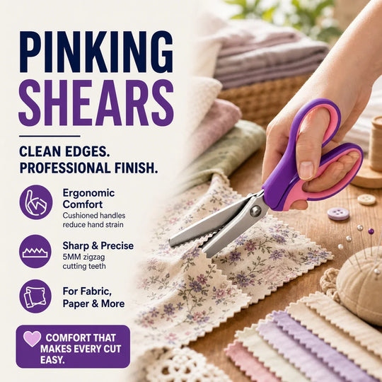 🧵 LIMITED TIME 40% OFF! Premium Stainless Steel Pinking Shears – Ergonomic Soft-Grip, Zigzag Cut ✂️