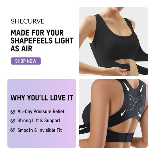 Cross Back Front Closure Wireless Posture Support Bra– All-Day Comfort, Breathable & Summer-Ready