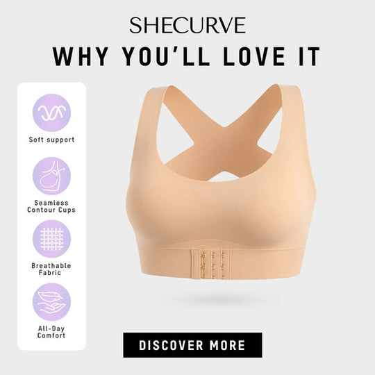 Cross Back Front Closure Wireless Posture Support Bra– All-Day Comfort, Breathable & Summer-Ready