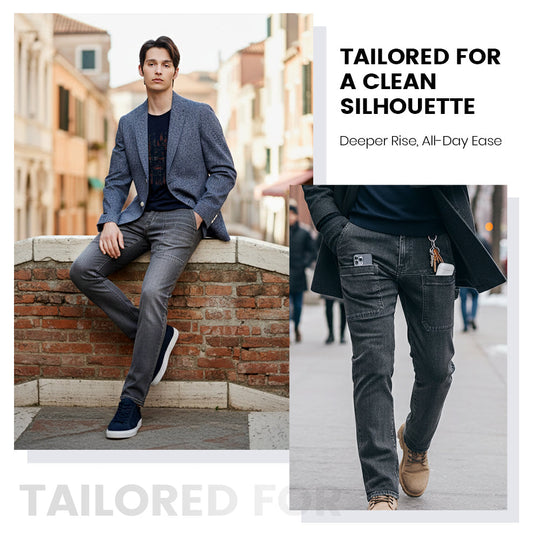 👖Men’s Slim Fit 6-Pocket Jeans+Belt