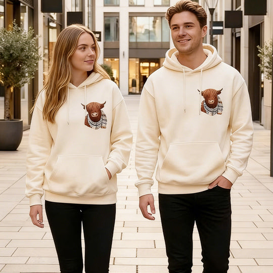 🤎50% OFF!!🍂Cute Highland Cow Cozy Fleece-Lined Hooded Sweatshirt