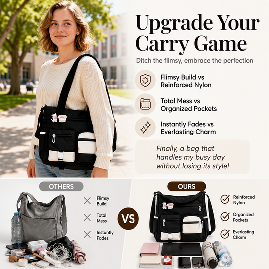 ✨ Everyday Convenience | Large-Capacity Multi-Pocket Canvas Tote Bag