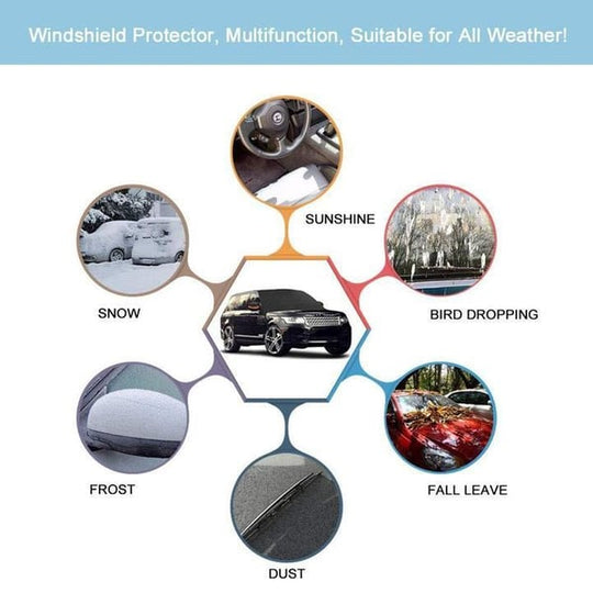 ❄️☀️ Windshield Anti-Snow & Anti-Frost Cover with Mirror Protection – Ready-to-Drive in Any Weather!