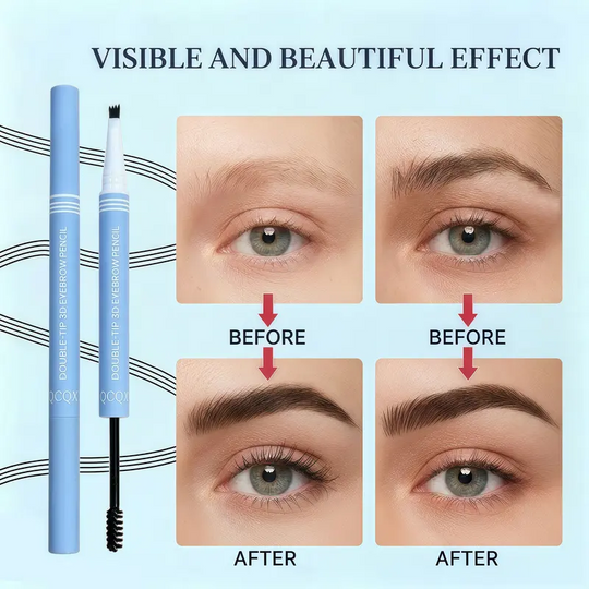 【QCQX】Waterproof 2-in-1 Micro-Fork Eyebrow Pen & Tinted Gel