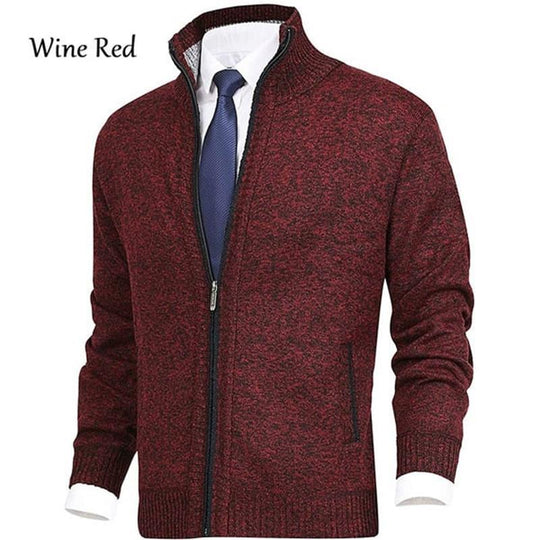 🔥50% off, while stocks last! 🎉 Men's Solid Color Stand Collar Fashion Cardigan Sweater Knit Jacket