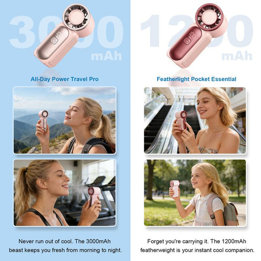 Mini Handheld Fan with LED Display|  6 speeds, 10.7 hours of cool| Weighs nothing – goes anywhere