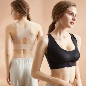 Cross Back Front Closure Wireless Posture Support Bra– All-Day Comfort, Breathable & Summer-Ready