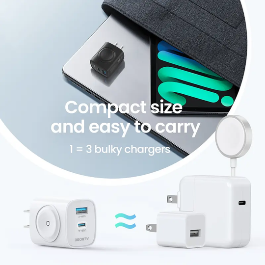 TOPADRE 3-in-1 Magnetic Wireless PD USB-C Apple watch Wall Charger Block
