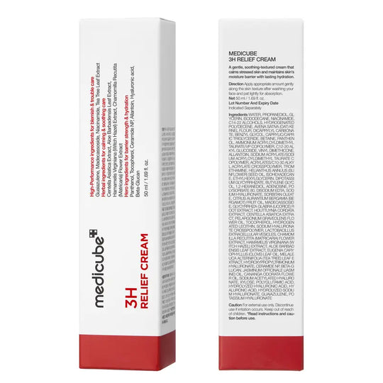 3H Relief Cream | Daily Soothing Moisturizer for Troubled & Delicate Skin, Hydrating, Cooling, Barrier Support Care | Centella Asiatica, Tea Tree Extract, Aloe, Hyaluronic acid | Korean Skincare