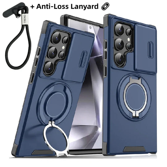 🥳2026 HOT SALE🥳💞50K+ SOLD!🎬🔥3-in-1 Magnetic Case for Samsung – Snap & Go Stand + Raised Camera Guard + Full Protection. Your all-in-one daily shield. 🛡️🧲