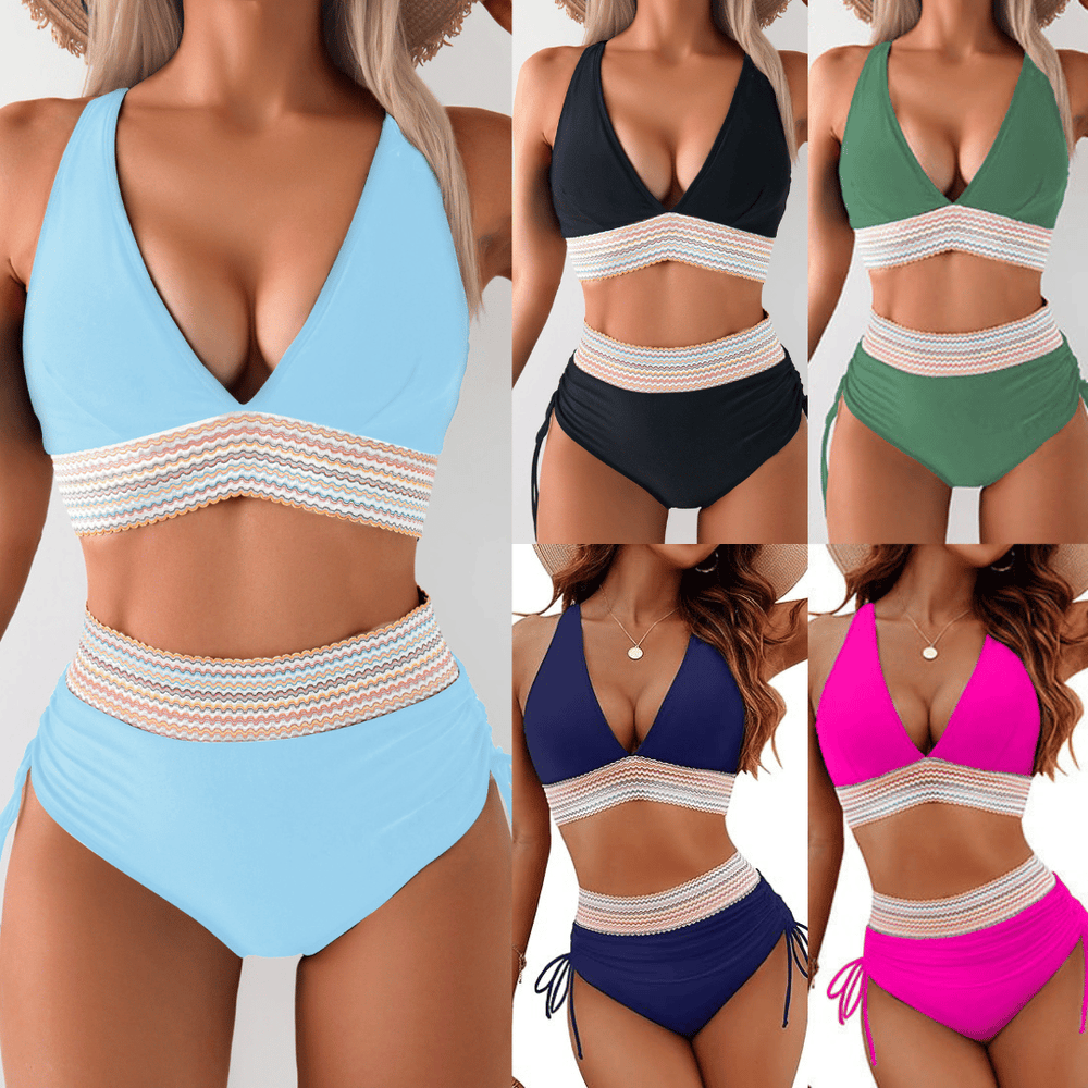 Last Day Promotion 60% OFF 🏆2026 High Waisted Tummy Control Color Block Bikini Sets