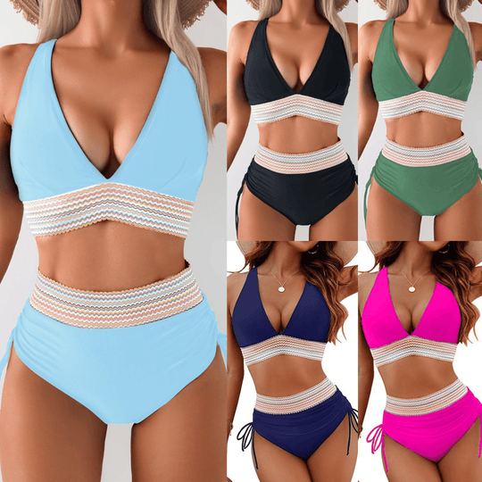 Last Day Promotion 60% OFF 🏆2026 High Waisted Tummy Control Color Block Bikini Sets