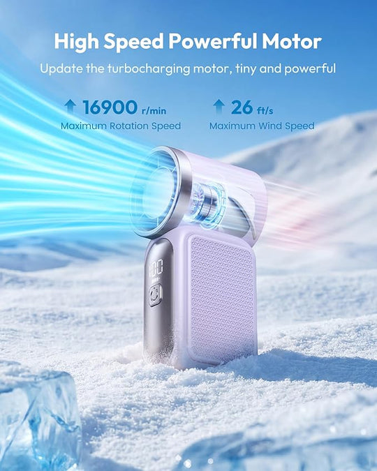 Mini Handheld Fan with LED Display|  6 speeds, 10.7 hours of cool| Weighs nothing – goes anywhere