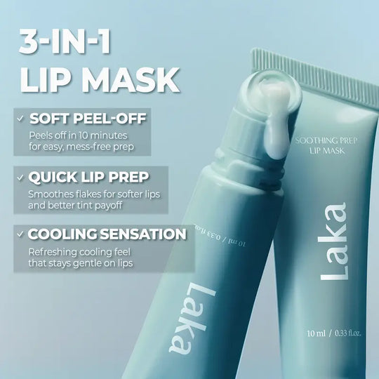 Laka Soothing Prep Lip Mask — Cooling peel-off lip mask for smoother lip prep and a hydrated feel