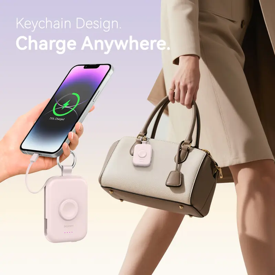 RORRY CharmGo 5000mAh Portable Charger Power Bank with Built-in Cables Travel Keychain