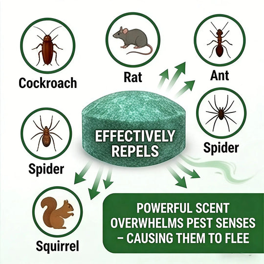 🥳 All‑Pest Repellent – Safe for pets & wildlife. No poisons, just effective. Use indoors & out. 🐾