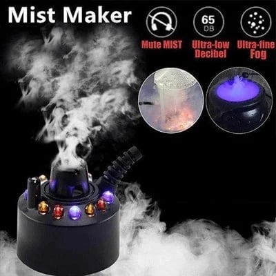 ⏳🔥LIMITED-TIME 40% OFF! ⏰💨 12-LED Ultrasonic Mist Maker Fogger – Creates cool mist & colourful light – Perfect for humidifiers, fountains or Halloween decor – runs quietly in water 💧✨