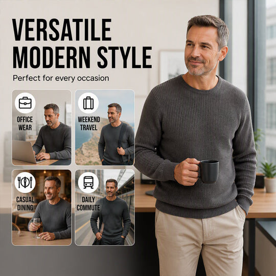 ✨2026 Collection at 50% OFF🎁JMIERR Men's Crewneck Sweater Soft Casual Sweaters Classic Long Sleeve Pullover Sweaters with Ribbing Edge