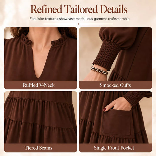 Women's V-Neck Tiered Ruffle Mini Dress