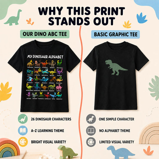 Kids Dinosaur Alphabet Graphic T-Shirt