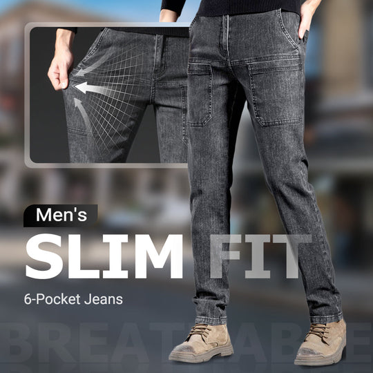 👖Men’s Slim Fit 6-Pocket Jeans+Belt