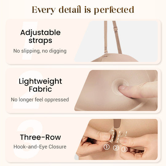 LUCKMEEY Womens Strapless Front Closure Bra Push Up Lift Bra Padded Add Cup