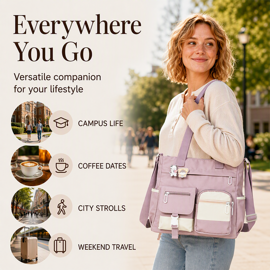 ✨ Everyday Convenience | Large-Capacity Multi-Pocket Canvas Tote Bag