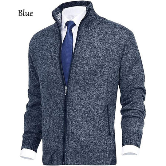 🔥50% off, while stocks last! 🎉 Men's Solid Color Stand Collar Fashion Cardigan Sweater Knit Jacket