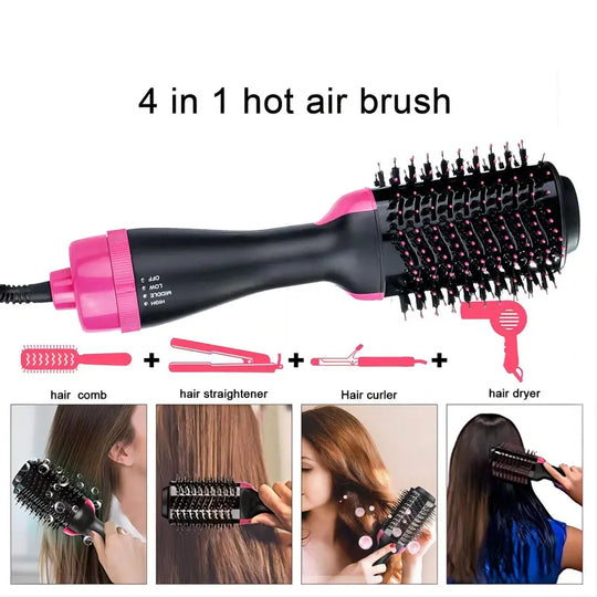 4 in 1 Hair Dryer Straightener, Multi-use Hair Dryer Brush with Aluminum Tube Comb Head, Lightweight Design Hot Air Comb for Home & Salon Use, Electric Curler, Curly Iron, Hair Curling Iron